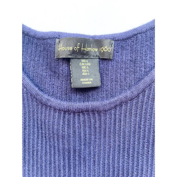 House of Harlow 1960 Navy Blue Ribbed Sweater Tank Size Large - Picture 2 of 4